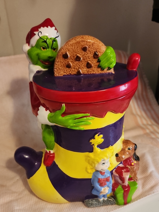 Other - Vintage Grinch Holiday Cookie Jar - Multi-Color